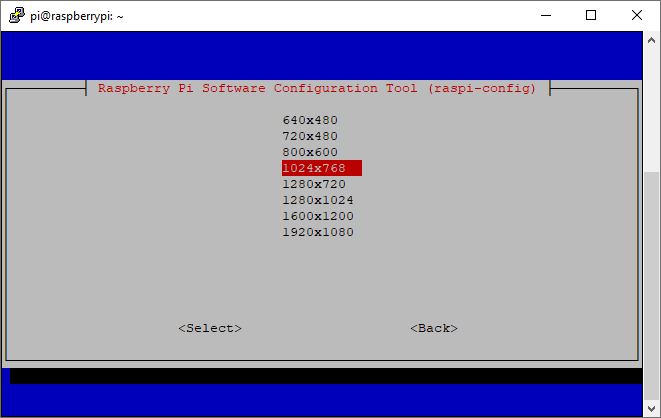 raspi-config VNC Resolution Adjustment